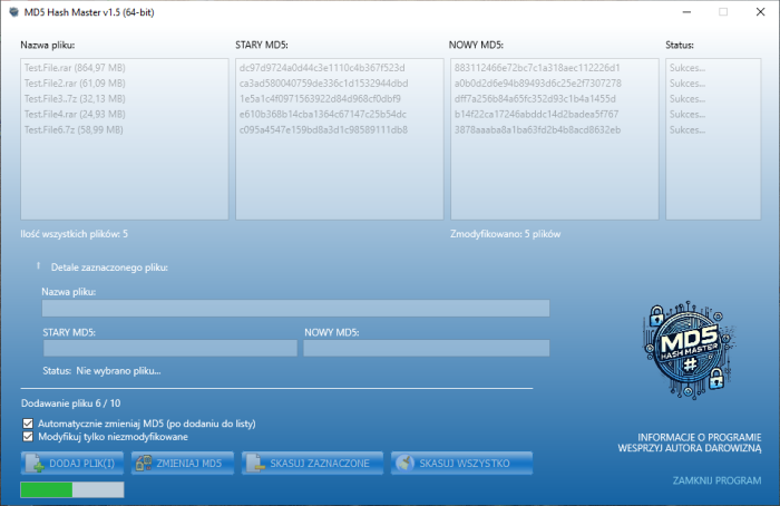 MD5 Hash Master v.1.5 (x86/x64)  / PL